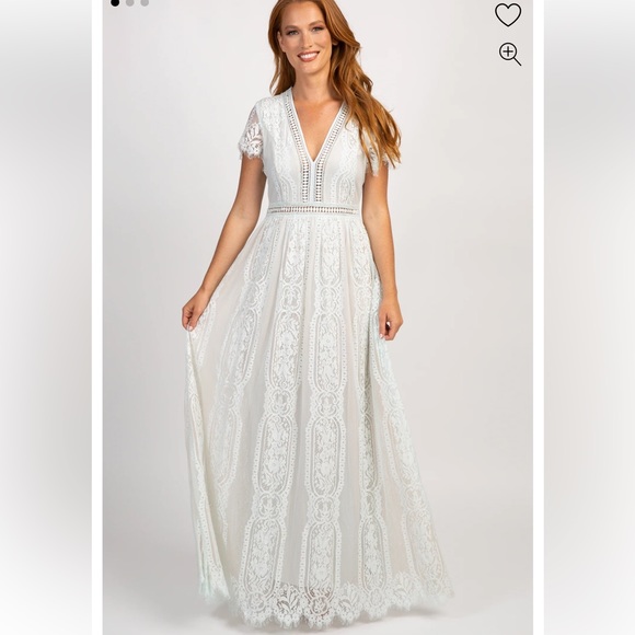 Pink Blush Lace Mesh Overlay Maxi Dress - Picture 1 of 16